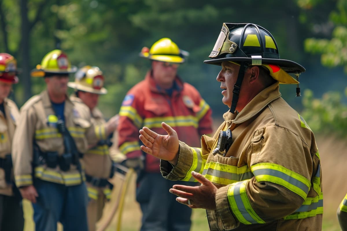 Firefigthers Prepare For Training In Field Firefigthers Prepare For Training In Field