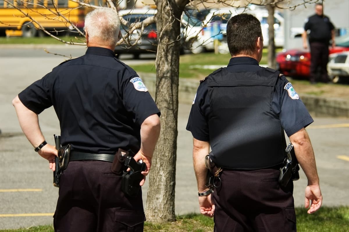 Police Officers Standing Outside Police Officers Standing Outside