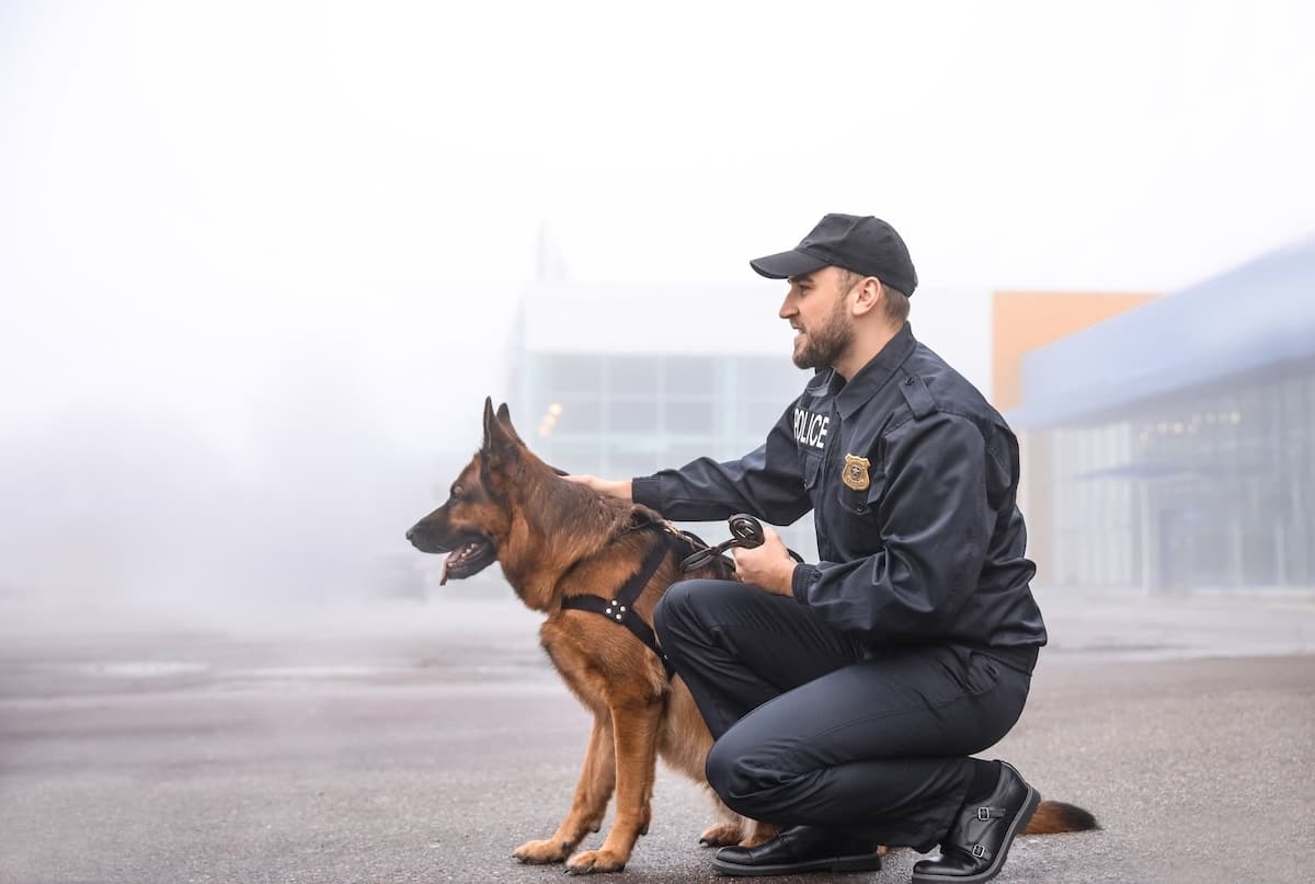 Police Officer With Shepherd Police Officer With Shepherd